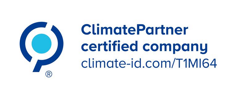ClimatePartner certified company logo, Climate ID T1MI64
